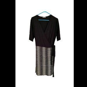 Black White Short Sleeve Wrap Dress Geometric Target Australia